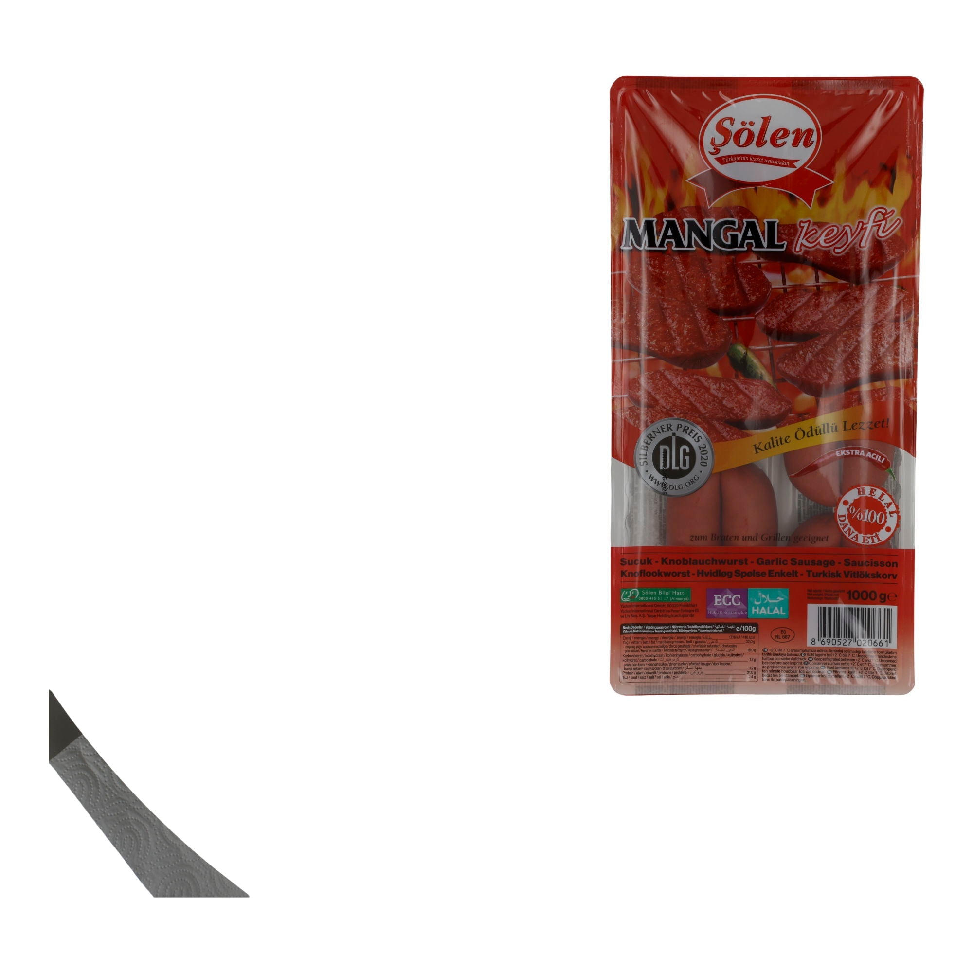 Knoblauchwurst Sölen Mangal Keyfi Sucuk | Extra scharf | Für Grill & Pfanne | 1000 g SOELEN